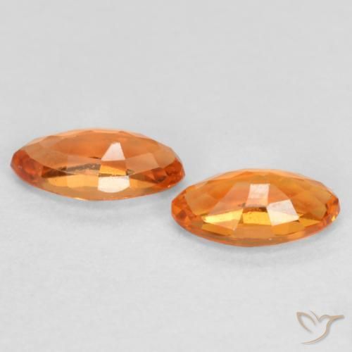 Gemme di Zaffiro Arancione brillante naturale da 0.40 ct, Taglio marquise, VVS-VS