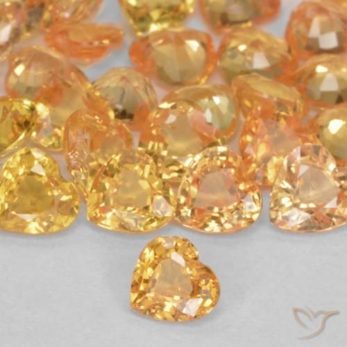 Zaffiro Arancio-Oro naturale da 0.25 ct, Cuore, VS