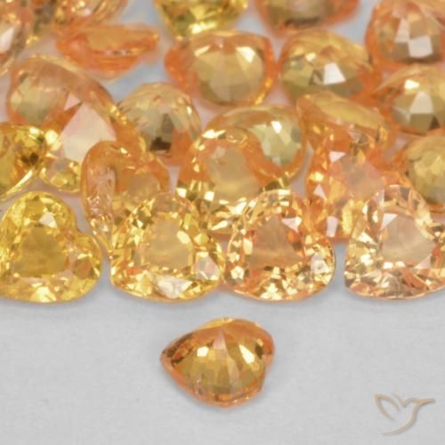 Zaffiro Arancio-Oro naturale da 0.25 ct, Cuore, VS