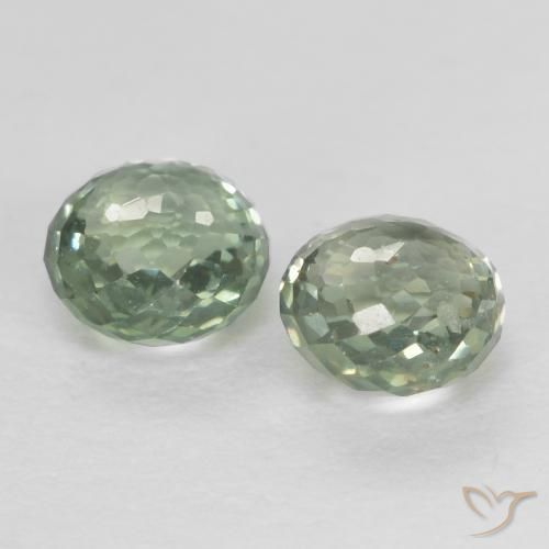 Gemme di Zaffiro Verde grigiastro naturale da 0.91 ct, Rotondo, VS