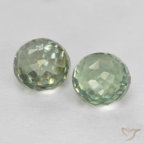 Gemme di Zaffiro Verde foresta chiaro naturale da 1.09 ct, Rotondo, VS