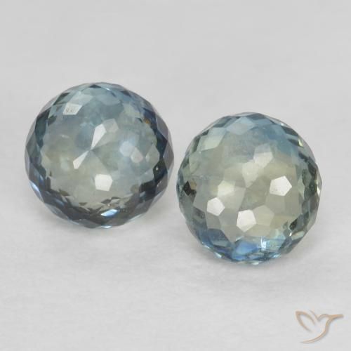 0.74ctw Naturale Blu verdastro Zaffiro, Rotondo, VS