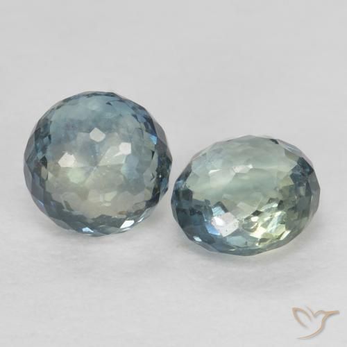 Gemme di Zaffiro Blu verdastro naturale da 0.74 ct, Rotondo, VS