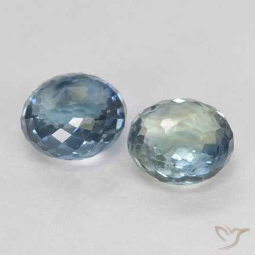 Gemme di Zaffiro Blu verdastro naturale da 0.74 ct, Rotondo, VS
