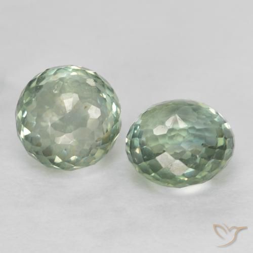 Gemme di Zaffiro Verde molto chiaro naturale da 1.06 ct, Rotondo, VS