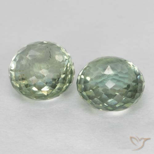 Gemme di Zaffiro Verde molto chiaro naturale da 1.06 ct, Rotondo, VS