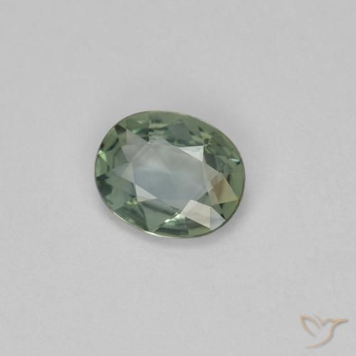 Zaffiro grigio verdastro naturale da 0.59 ct, Ovale, VVS-VS