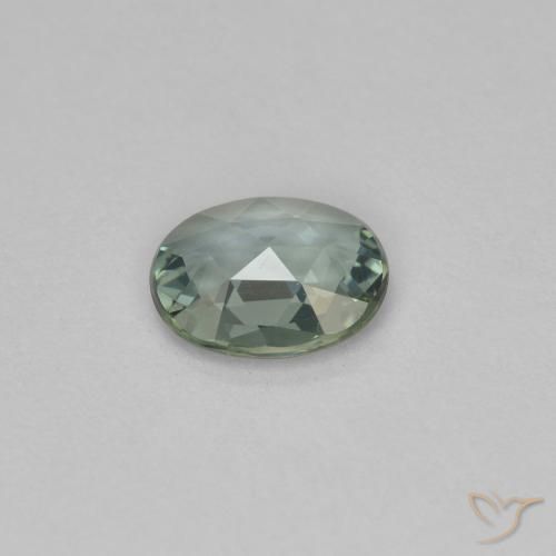 Zaffiro grigio verdastro naturale da 0.59 ct, Ovale, VVS-VS