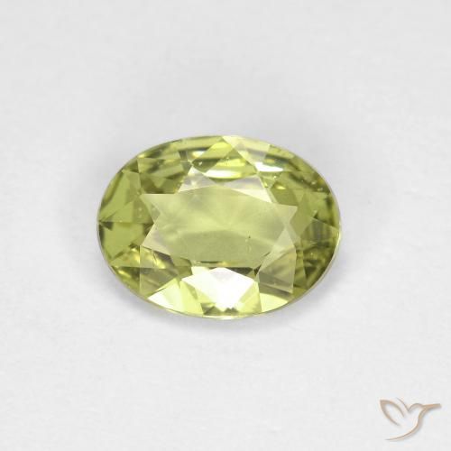 0.79ct Naturale Verde giallastro Zaffiro, Ovale, VS