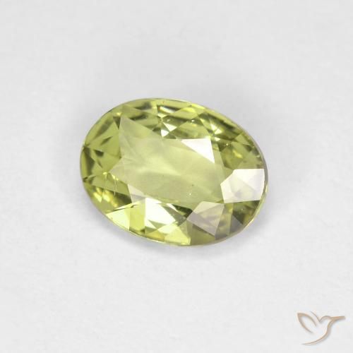 Zaffiro Verde giallastro naturale da 0.79 ct, Ovale, VS