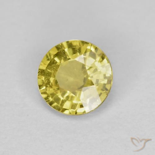 Zaffiro Giallo medio naturale da 0.42 ct, Rotondo, VS