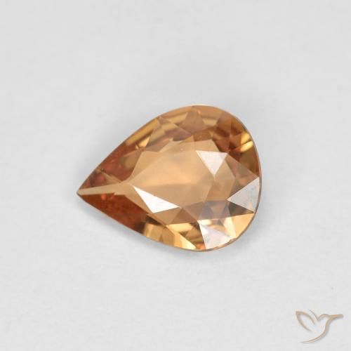 0.46ct Naturale Arancione-Oro Zaffiro, Forma a pera, VVS-VS