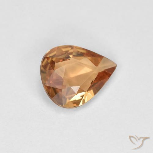 Zaffiro Arancione-Oro naturale da 0.46 ct, Forma a pera, VVS-VS
