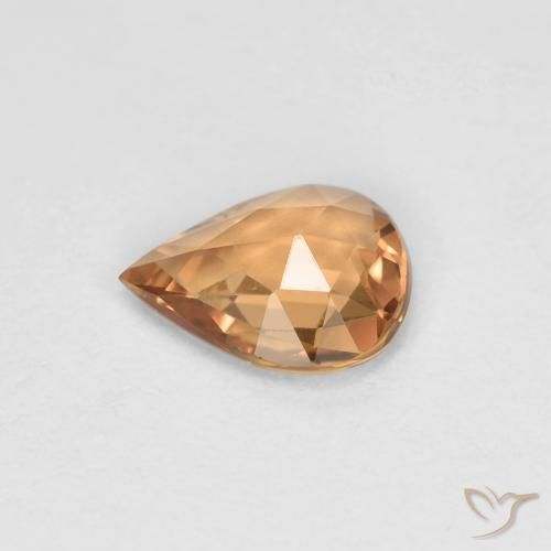 Zaffiro Arancione-Oro naturale da 0.46 ct, Forma a pera, VVS-VS