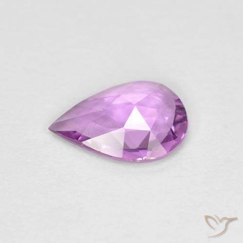 Zaffiro Viola rosato intenso naturale da 0.53 ct, Forma a pera, VVS-VS