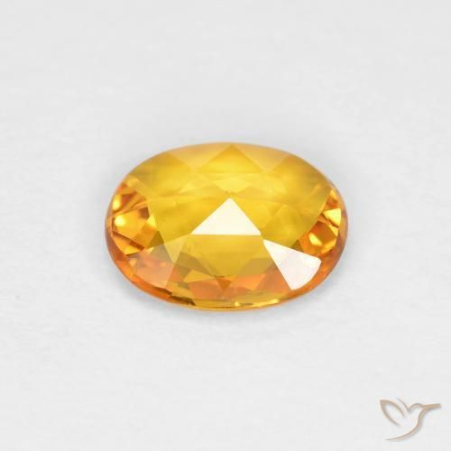 Zaffiro Arancio Scuro-Oro naturale da 0.58 ct, Ovale, VVS-VS