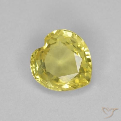 Zaffiro Giallo pallido naturale da 0.43 ct, Cuore, VVS-VS