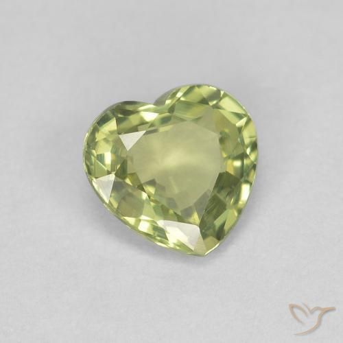 Zaffiro Verde oliva naturale da 0.39 ct, Cuore, VVS