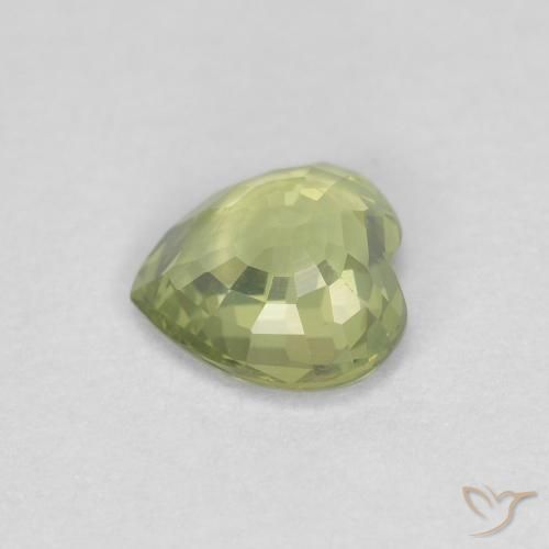 Zaffiro Verde oliva naturale da 0.39 ct, Cuore, VVS