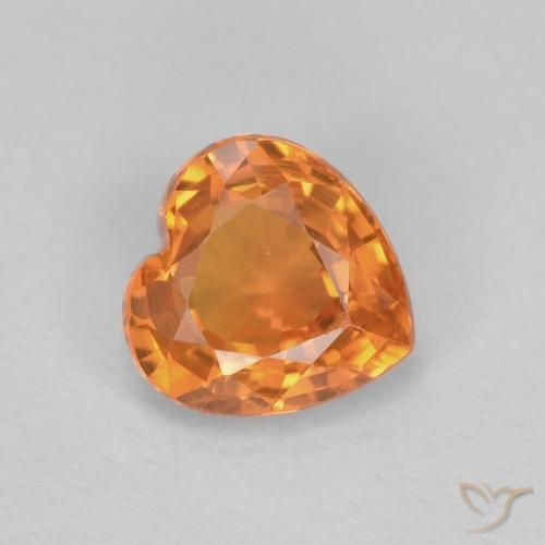 Zaffiro Arancione brillante naturale da 0.48 ct, Cuore, VVS