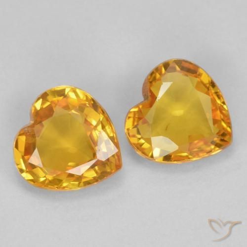 Gemme di Zaffiro Dorato scuro naturale da 0.85 ct, Cuore, VVS