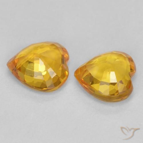 Gemme di Zaffiro Dorato scuro naturale da 0.85 ct, Cuore, VVS