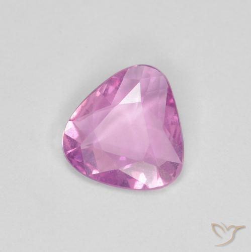 Zaffiro Rosa porpora chiaro reale naturale da 0.61 ct, Taglio trillion, VS