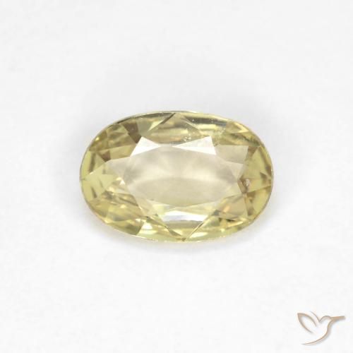 0.48ct Naturale Giallo pallido Zaffiro, Ovale, VVS