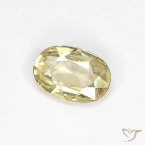 Zaffiro Giallo pallido naturale da 0.48 ct, Ovale, VVS