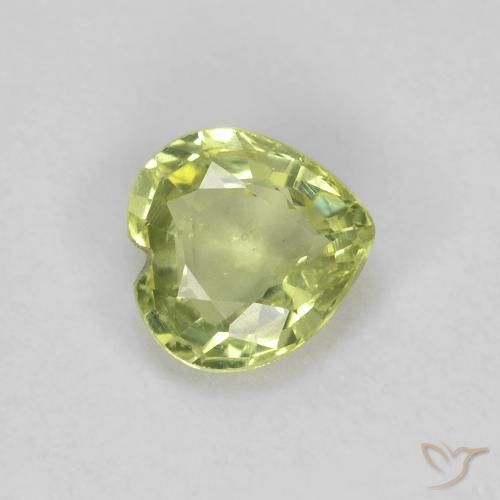 Zaffiro Giallo verde naturale da 0.40 ct, Cuore, VS