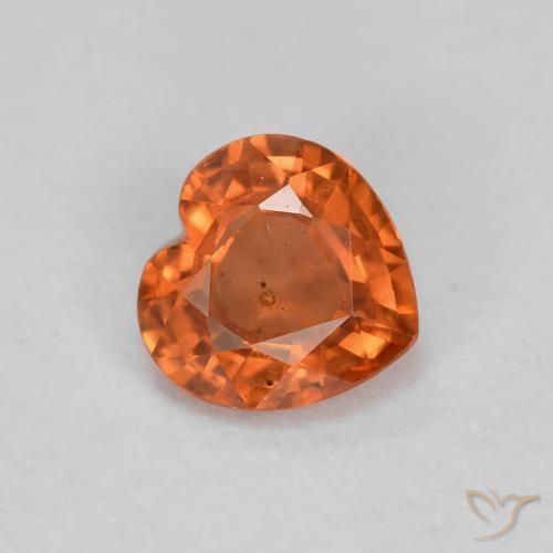 Zaffiro Arancio Medio naturale da 0.43 ct, Cuore, VS