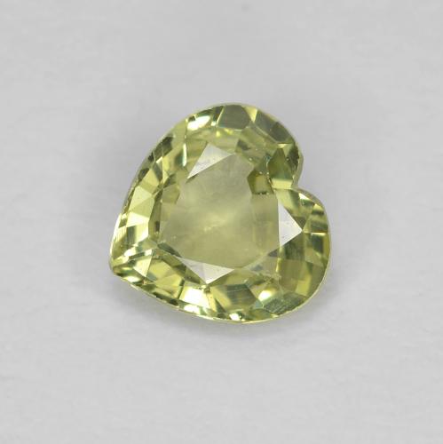 Zaffiro Verde oliva naturale da 0.36 ct, A forma di cuore, VVS-VS