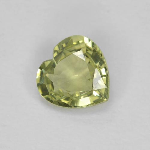 Zaffiro Verde oliva naturale da 0.36 ct, A forma di cuore, VVS-VS