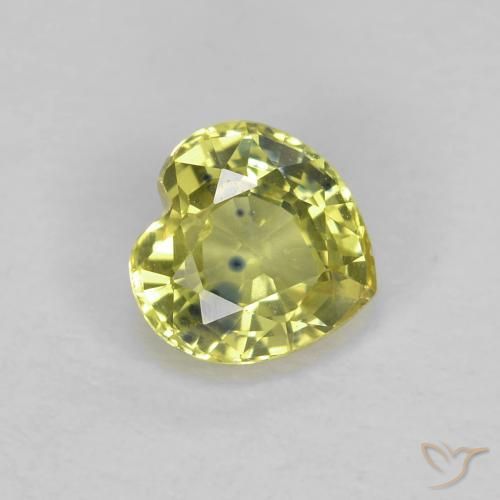 Zaffiro Giallo medio naturale da 0.55 ct, Cuore, VS