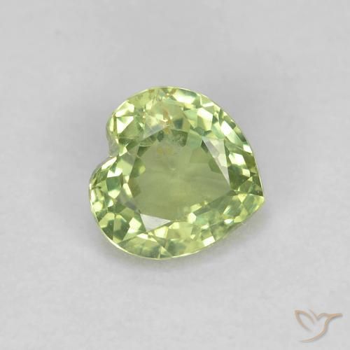 Zaffiro Verde oliva naturale da 0.45 ct, Cuore, VS-SI