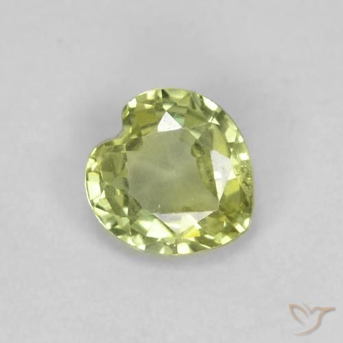 Zaffiro Verde lime chiaro naturale da 0.39 ct, Cuore, VS