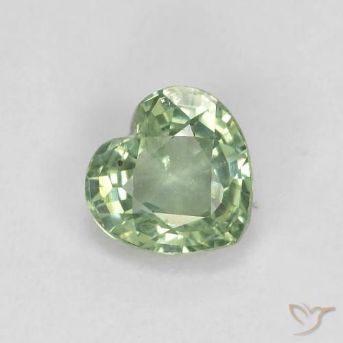 0.48ct Naturale Verde Salvia Chiaro Zaffiro, Cuore, VS