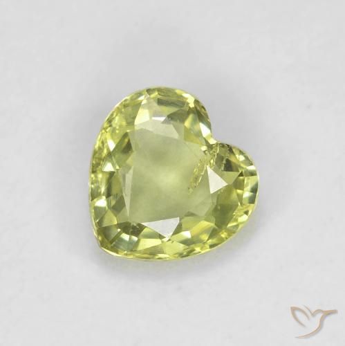 0.44ct Naturale Giallo verde Zaffiro, Cuore, VS