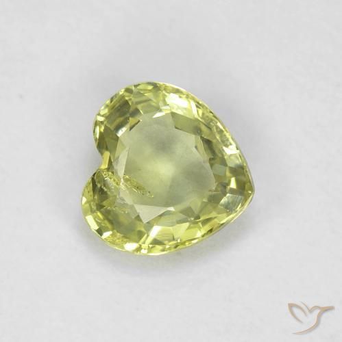 Zaffiro Giallo verde naturale da 0.44 ct, Cuore, VS