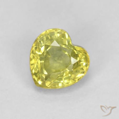 0.57ct Naturale Giallo medio Zaffiro, Cuore, VS