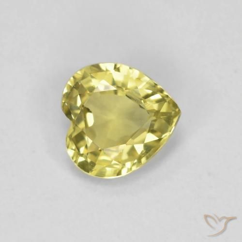 Zaffiro Giallo chiaro naturale da 0.42 ct, Cuore, VVS-VS