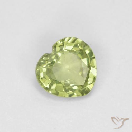 Zaffiro Verde caldo naturale da 0.39 ct, Cuore, VVS-VS