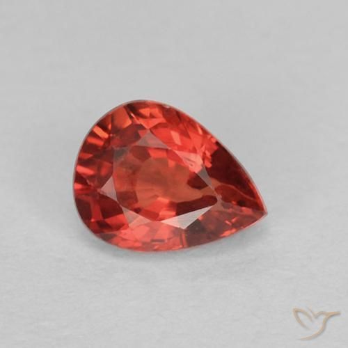 Zaffiro Rosso intenso naturale da 0.38 ct, Forma a pera, VVS-VS