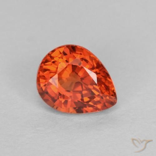 0.43ct Naturale Arancio caldo Zaffiro, Forma a pera, VVS-VS