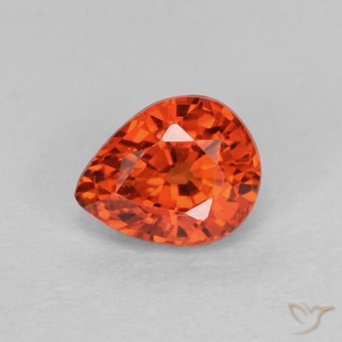 Zaffiro Arancio caldo naturale da 0.43 ct, Forma a pera, VVS-VS