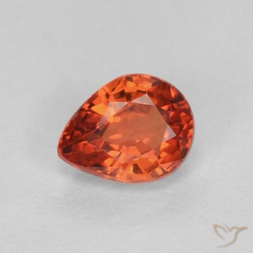 0.42ct Naturale Arancione Ambra Zaffiro, Forma a pera, VVS-VS, Photo A