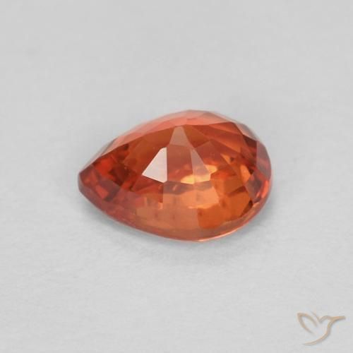Zaffiro Arancione Ambra naturale da 0.42 ct, Forma a pera, VVS-VS