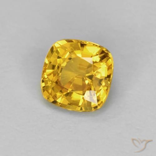 Zaffiro Dorato naturale da 0.55 ct, Cuscino, VVS