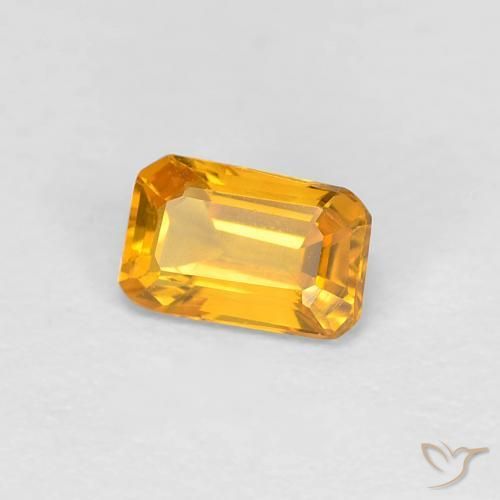 Zaffiro Arancio Dorato Profondo naturale da 0.39 ct, Ottagonale / Taglio smeraldo, VVS