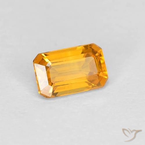 Zaffiro Arancione-Oro medio naturale da 0.38 ct, Ottagonale / Taglio smeraldo, VVS